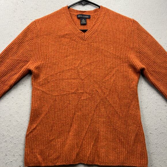Banana Republic Sweaters - Vintage Banana Republic Italian Merino‎ Wool Sweater Orange V Neck Women S 2005